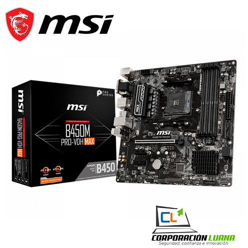 Imagen de MOTHERBOARD MSI B450M PRO-VDH MAX ( B450M-PRO-VDH-PLUS ) AM4