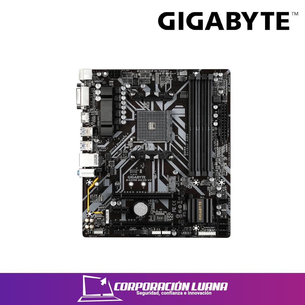 Imagen de MOTHERBOARD GIGABYTE B450M DS3H V2 ( B450M-DS3H ) AM4 | DDR4 | USB 3.1 | SATA 6.0