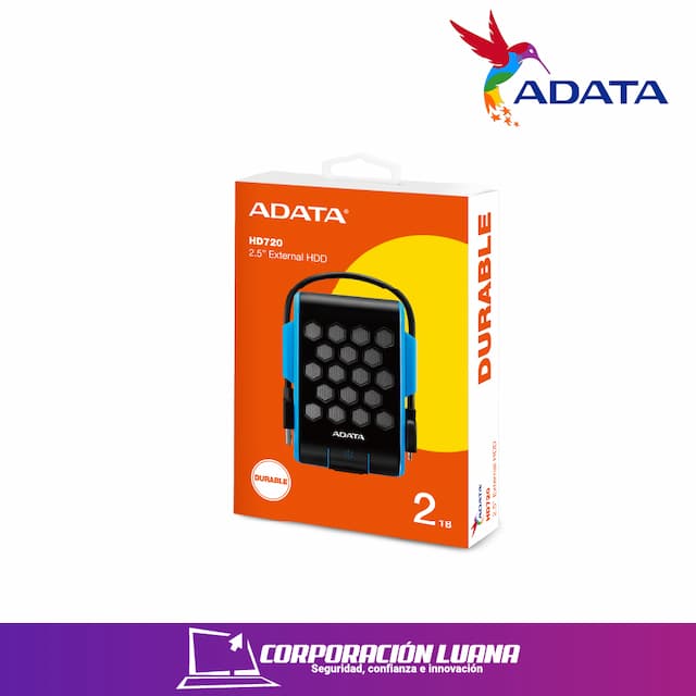 DISCO DURO EXTERNO ADATA HD720 2TB ( AHD720-2TU31-CBL ) NEGRO C/ AZUL  | USB 3.0 | ANTI GOLPE