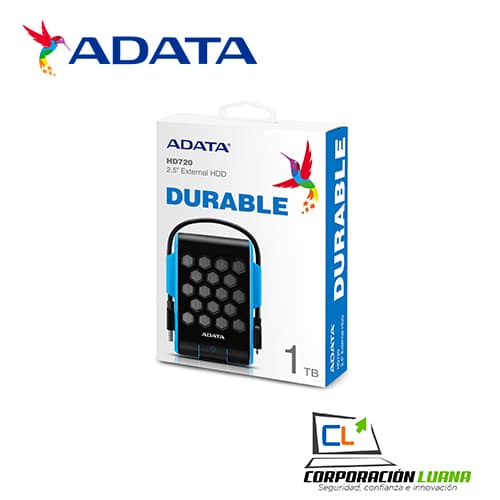 Foto del producto DISCO DURO EXTERNO ADATA HD720 1TB ( AHD720-1TU31-CBL ) NEGRO C/ AZUL | USB 3.0 | ANTI GOLPE