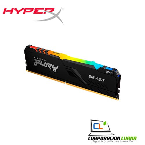 Imagen de MEMORIA RAM HYPERX FURY 8GB 3466 MHZ ( HX434C16FB3A/8 ) DDR4 | LED RGB