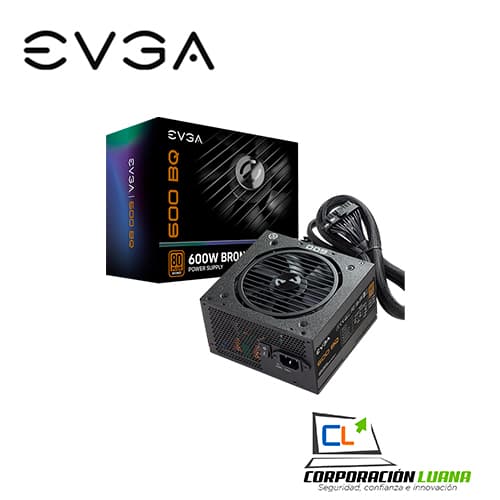 Imagen de FUENTE DE PODER EVGA 600 BQ ( 110-BQ-0600-K1 ) 600W | 80 PLUS BRONZE | SEMI-MODULAR