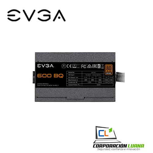 Imagen de FUENTE DE PODER EVGA 600 BQ ( 110-BQ-0600-K1 ) 600W | 80 PLUS BRONZE | SEMI-MODULAR