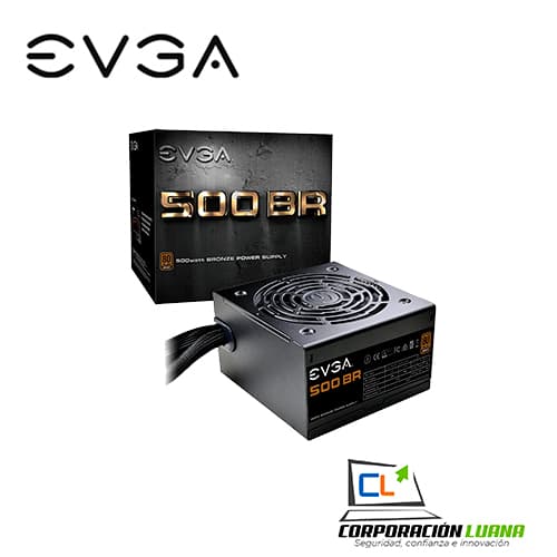 Imagen de FUENTE DE PODER EVGA 500 BR ( 100-BA-0500-K1 ) 500W | 80 PLUS BRONZE