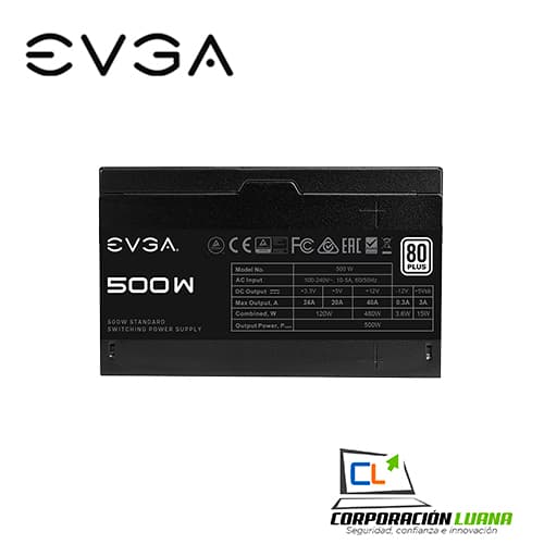 Imagen de FUENTE DE PODER EVGA 500W ( 100-W1-0500-KR ) 80 PLUS WHITE