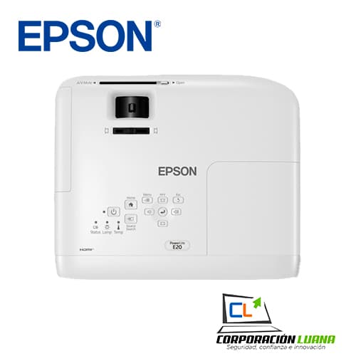 Imagen de PROYECTOR EPSON POWERLITE E20, 3400 LÚMENES, 1024X768, XGA,TECNOLOGÍA DE PROYECCIÓN 3LCD DE 3 CHIPS, RELACION DE CONTRASTE HASTA 15,000:1, RELACIÓN DE