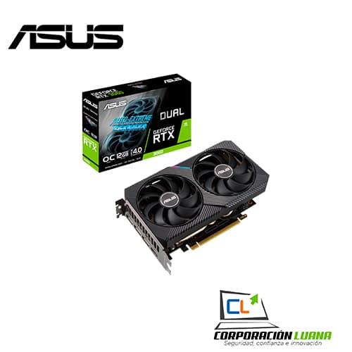 Foto del producto TARJETA DE VIDEO ASUS DUAL RTX 3060 ( DUAL-RTX3060-O12G ) 12GB GDDR6 | X2 FAN | LED RGB