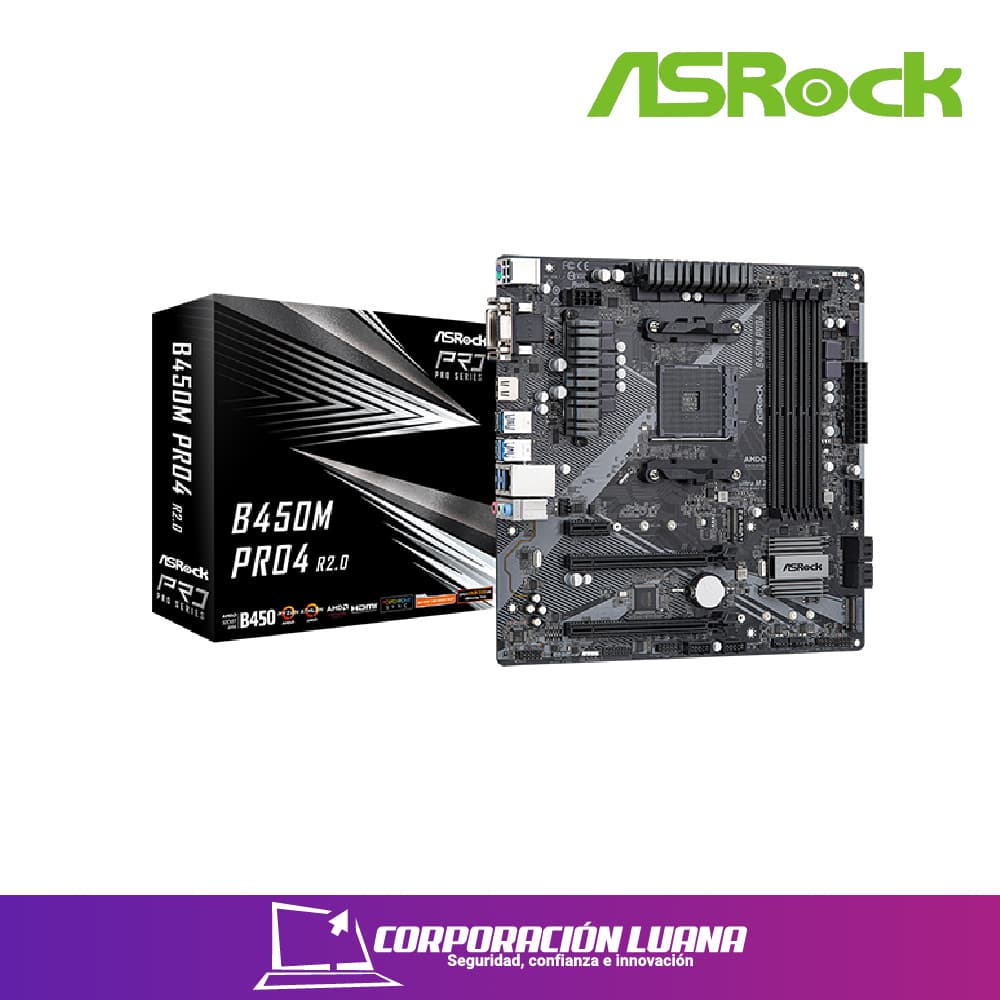 Foto del producto MOTHERBOARD ASROCK B450M PRO4 R2.0 ( B450M-PRO4 R2.0 ) AM4 | DDR4