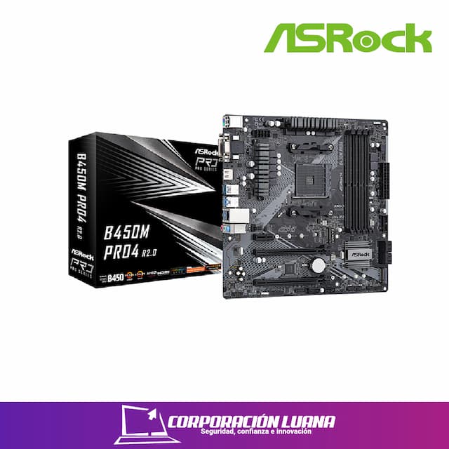 MOTHERBOARD ASROCK B450M PRO4 R2.0 ( B450M-PRO4 R2.0 ) AM4 | DDR4