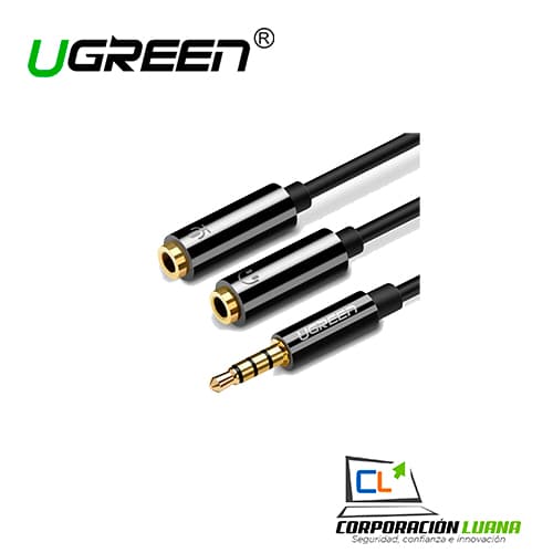 3.5MM TO HEADPHONE SPLITTER CABLE W/MIC H SOUND BLACK UGREEN 30620