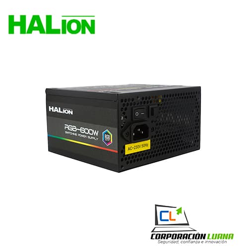 Imagen de FUENTE DE PODER HALION ( 600-RGB ) 600W | LED RGB