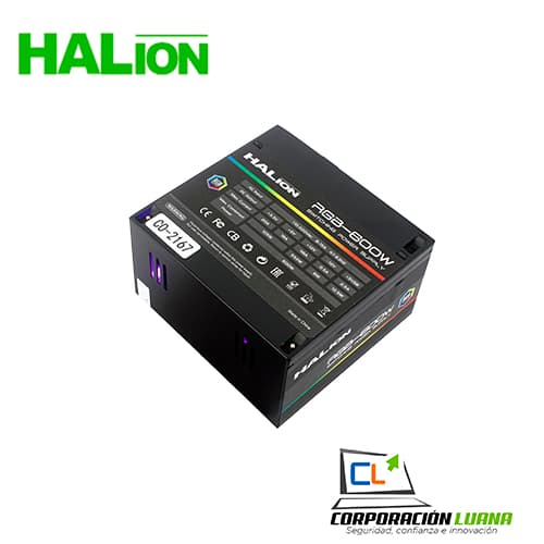 Imagen de FUENTE DE PODER HALION ( 600-RGB ) 600W | LED RGB