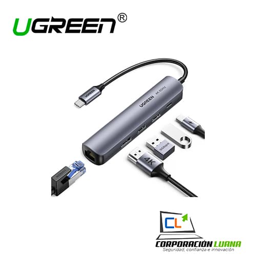 Imagen de 5IN 1 ULTRA SLIM2XUSB 3.0 1XHDMI 1X RJ45 1000MBPS UGREEN 10919