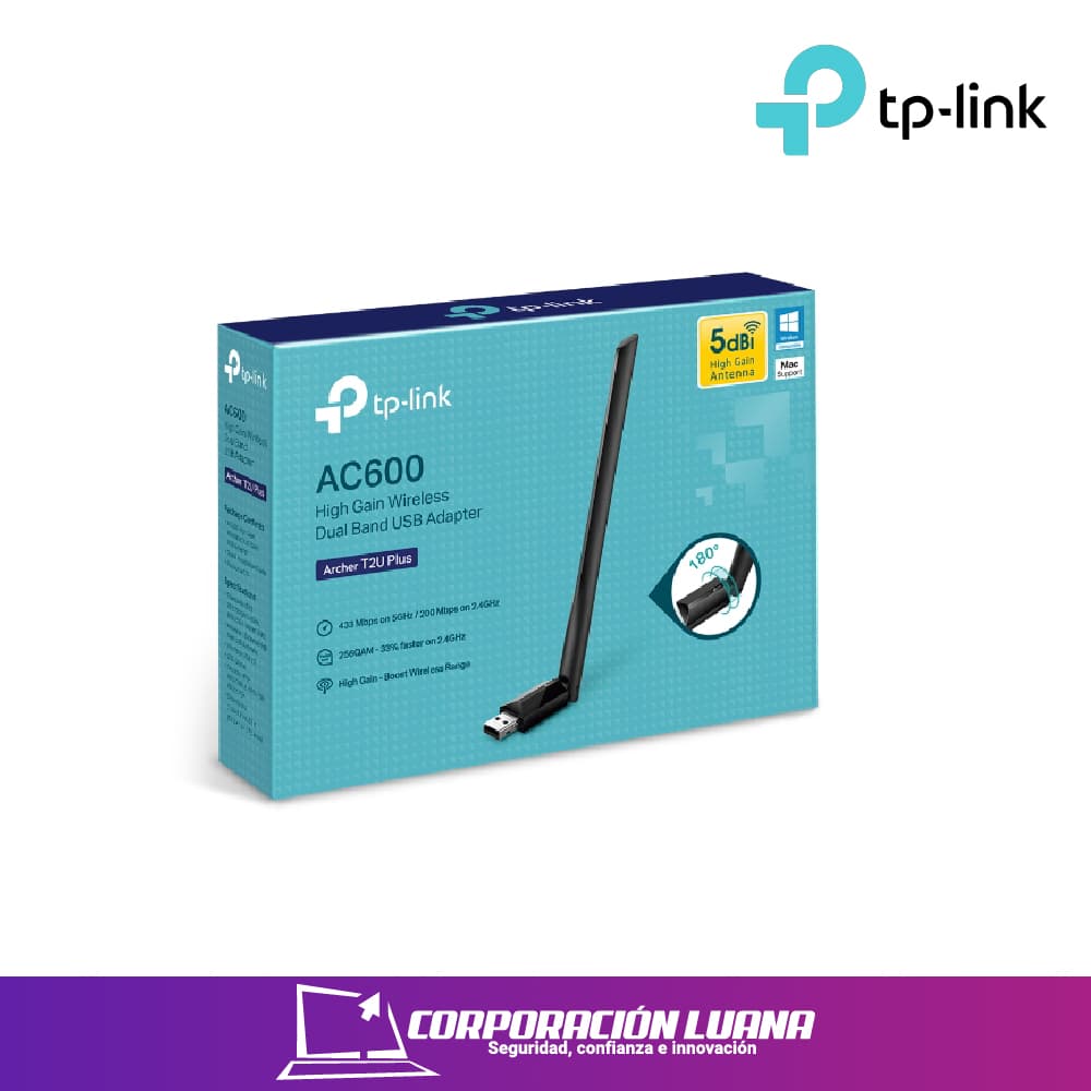Foto del producto ADAPTADOR USB INALAMBRICO TP-LINK AC600 DUAL BAND ( ARCHER T2U PLUS ) NANO | 433 MBPS | 200 MBPS