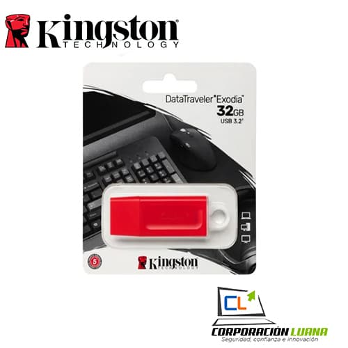 Imagen de MEMORIA USB KINGSTON 32GB EXODIA ( KC-U2G32-7GR ) ROJO