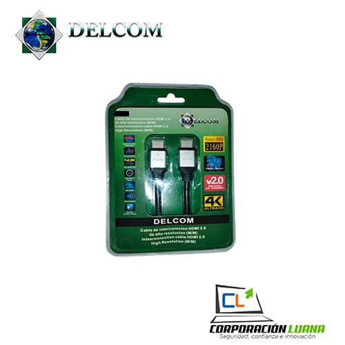 Foto del producto CABLE HDMI DELCOM ( DCHD040 ) V2.0 CABEZA DE ALUMINIO | 1.8M BLISTER