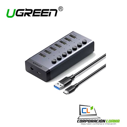 Imagen de 7 PORT USB UGREEN ( 30778 ) HUB 12V 2A POWER SUPPLY