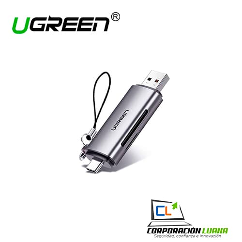 Foto del producto 2 IN 1 USB C READ & WRITE USB3.0 TO 5GBPS 2CARD UGREEN ( 50706 ) SD/MICROSD