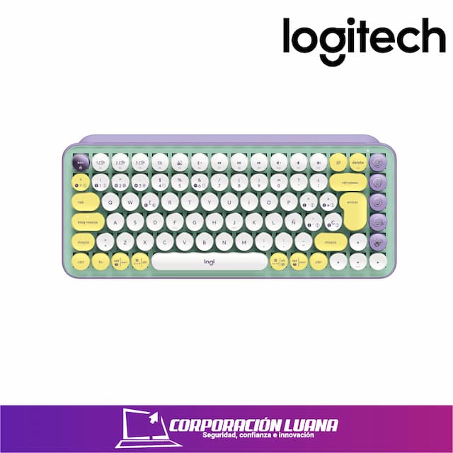 TECLADO MECANICO INALAMBRICO LOGITECH POP KEYS ( 920-010714 ) DAYDREAM | BLANCO-AMARILLO-MORADO