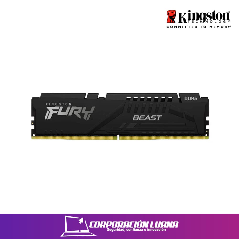 Foto del producto MEMORIA RAM KINGSTON FURY BEAST 16GB 4800 MTZ ( KF548C38BB-16 ) DDR5 | NEGRO | CL38