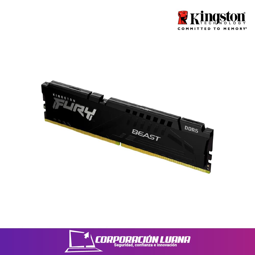 Imagen de MEMORIA RAM KINGSTON FURY BEAST 16GB 4800 MTZ ( KF548C38BB-16 ) DDR5 | NEGRO | CL38