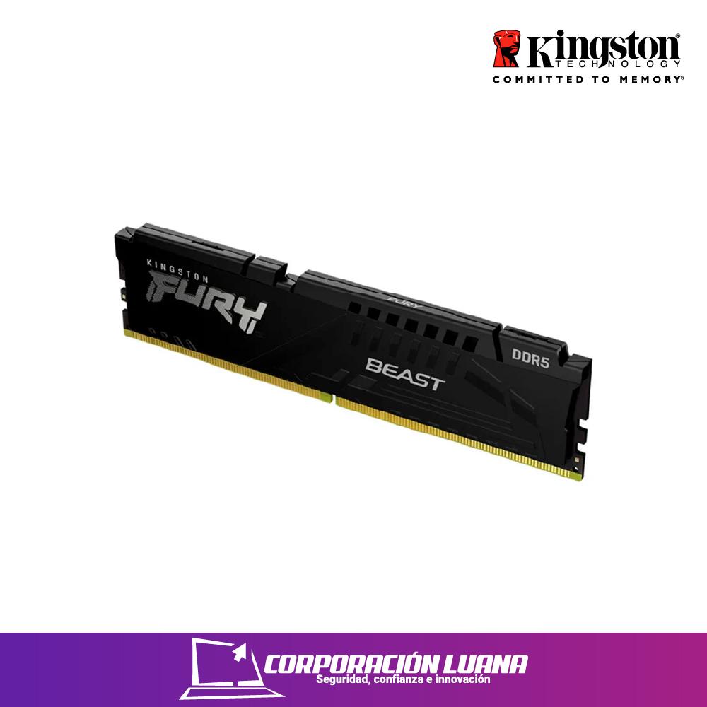 MEMORIA RAM KINGSTON FURY BEAST 16GB 4800 MTS ( KF548C38BB-16 ) DDR5 | NEGRO | CL38