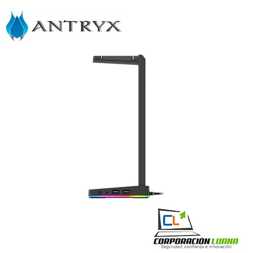 Imagen de SOPORTE DE AUDIFONOS ANTRYX HS-71 ( AHS-71KR ) LED RGB | 2 USB