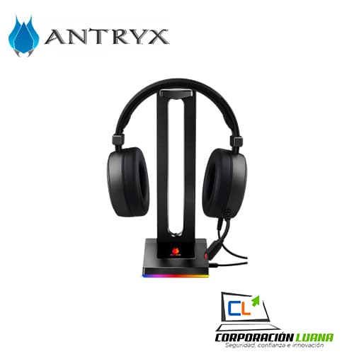 Imagen de SOPORTE DE AUDIFONOS ANTRYX HS-71 ( AHS-71KR ) LED RGB | 2 USB