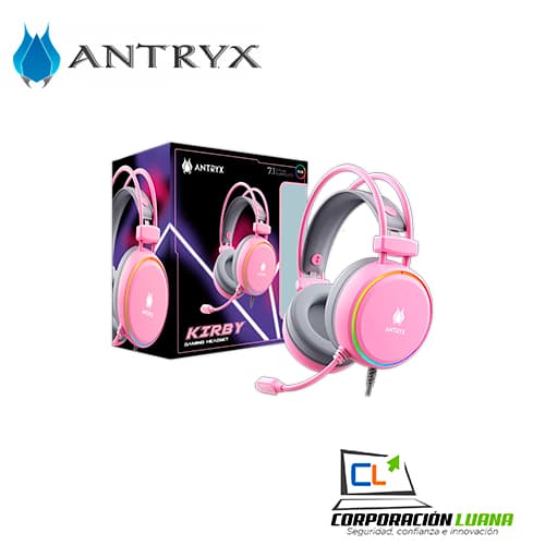 AUDIFONOS C/MICROFONO ANTRYX KIRBY ( AGH-7200PI7R ) ROSADO | 7.1 | ADAP. USB - TIPO C