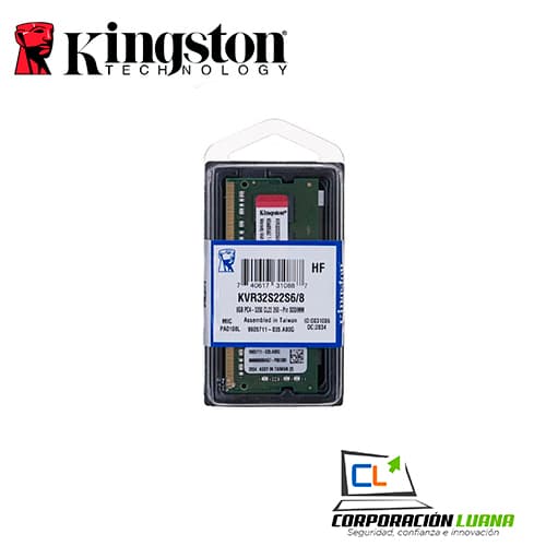 Imagen de MEMORIA RAM SODIMM KINGSTON 8GB 3200 MHZ ( KVR32S22S6/8 ) DDR4