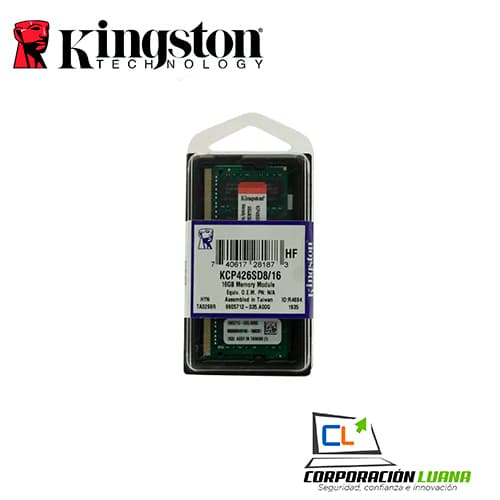 Imagen de MEMORIA RAM SODIMM KINGSTON 16GB 2666 MHZ ( KCP426SD8/16 ) DDR4