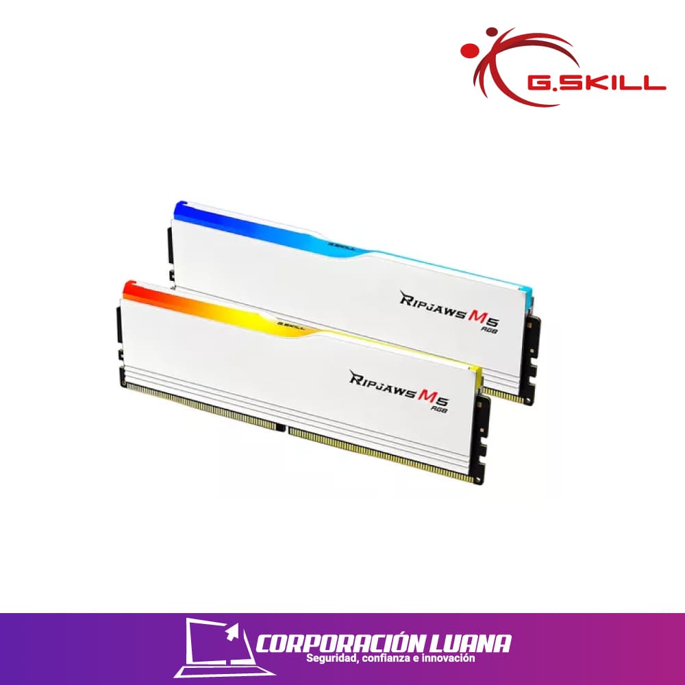 Foto del producto MEMORIA RAM GSKILL RIPJAWS M5 (16X2) 32GB 6000 MHZ ( F5-6000J3648D16GX2-RM5RW ) DDR5 | WHITE LED RGB