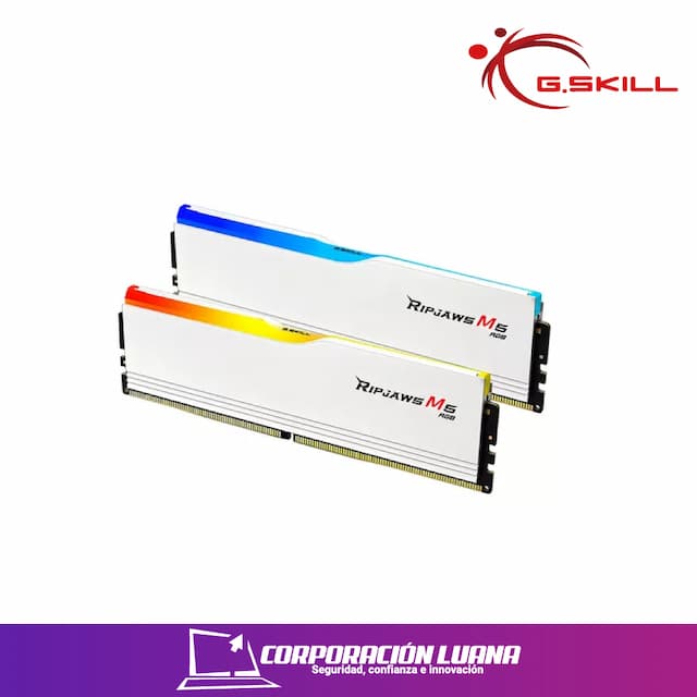 MEMORIA RAM GSKILL RIPJAWS M5 (16X2) 32GB 6000 MHZ ( F5-6000J3648D16GX2-RM5RW ) DDR5 | WHITE LED RGB