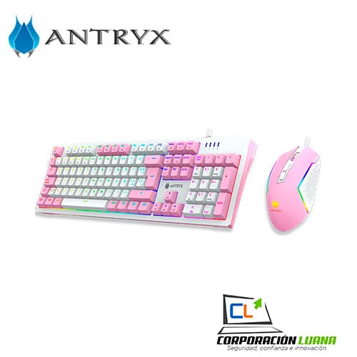 COMBO ANTRYX CHROME STORN GC-5400 ( AGC-5400PBL-SP ) ROSADO | TECLADO+MOUSE | SWITCH BLUE
