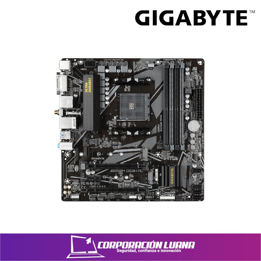 Imagen de MOTHERBOARD GIGABYTE B550M DS3H AC  ( B550M-DS3H-AC ) AM4 | DDR4