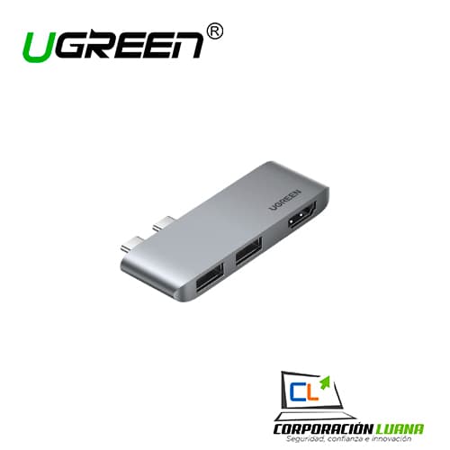 ADAPTADOR UGREEN DUAL USB-C 2XUSB 3.0 ( 10914 ) HDMI 4K@60HZ