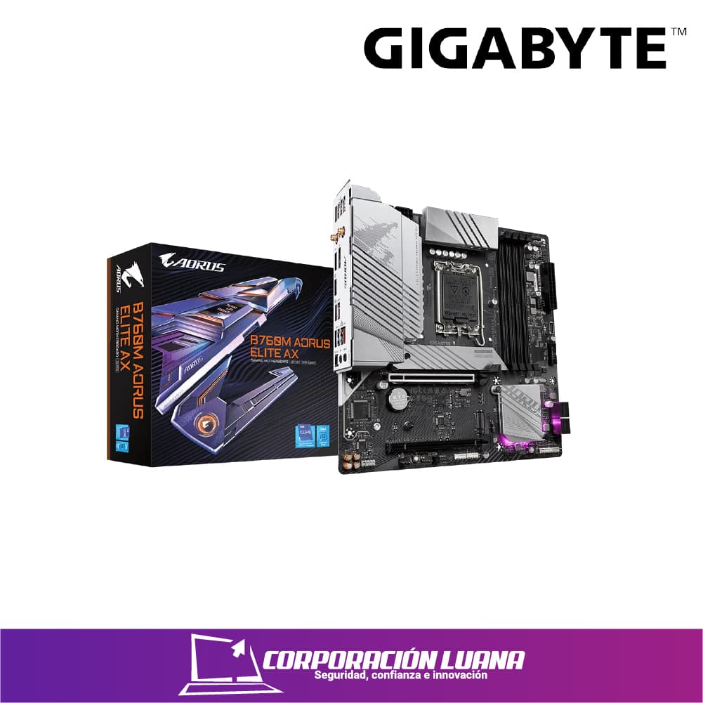 Imagen de MOTHERBOARD GIGABYTE B760M AORUS ELITE AX ( B760M AORUS ELITE AX ) DDR5 | LGA1700 | LED RGB