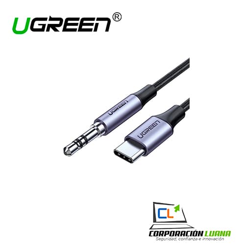 Imagen de USB-C TO AUX UGREEN ( 30633 ) CABLE 3.5MM ALUMINIO 1M