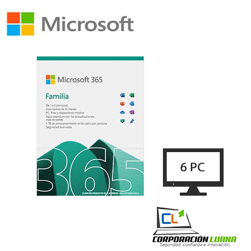 Foto del producto LICENCIA MICROSOFT OFFICE 365 FAMILIA VIRTUAL ( 6GQ-00088 ) 6 PERSONAS | ESPAÑOL