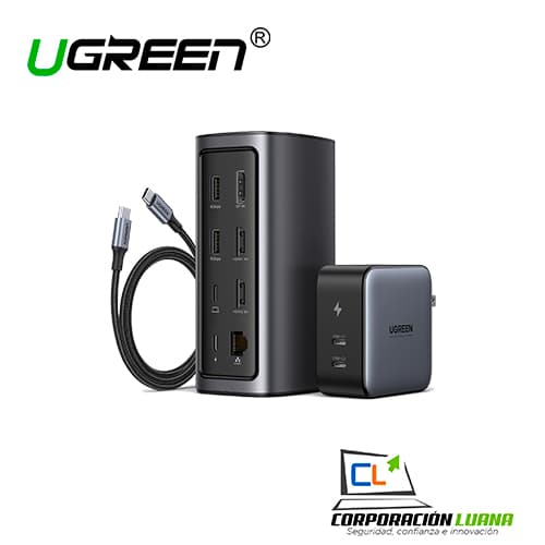 Imagen de ADAPTADOR UGREEN USB-C TRIPLE DISPLAY DOCKING STATION ( 90325 ) 12 IN 1