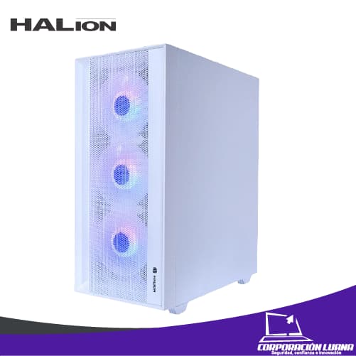 Imagen de CASE GAMER HALION TORNADO ( AEHATO4B ) C/FUENTE 600W | BLANCO | X4 FAN RGB