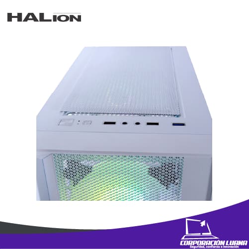 Imagen de CASE GAMER HALION TORNADO ( AEHATO4B ) C/FUENTE 600W | BLANCO | X4 FAN RGB