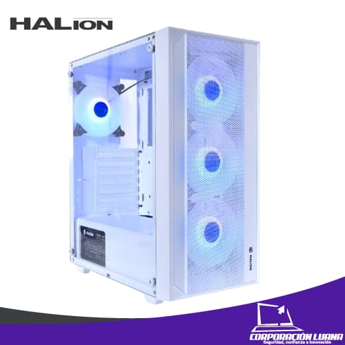 Imagen de CASE GAMER HALION TORNADO ( AEHATO4B ) C/FUENTE 600W | BLANCO | X4 FAN RGB