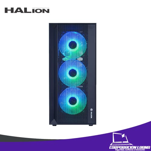 Foto del producto CASE GAMER HALION TORNADO ( AEHATO4N ) C/FUENTE 600W | NEGRO | X4 FAN RGB