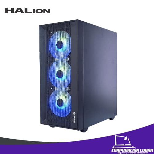 Imagen de CASE GAMER HALION TORNADO ( AEHATO4N ) C/FUENTE 600W | NEGRO | X4 FAN RGB