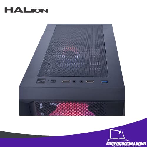 Imagen de CASE GAMER HALION TORNADO ( AEHATO4N ) C/FUENTE 600W | NEGRO | X4 FAN RGB