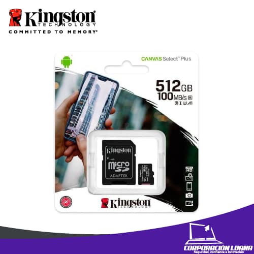 MEMORIA MICRO SD KINGSTON CAVAS SELECT PLUS 512GB ( SDCS2/512GB ) C/ADAPTADOR
