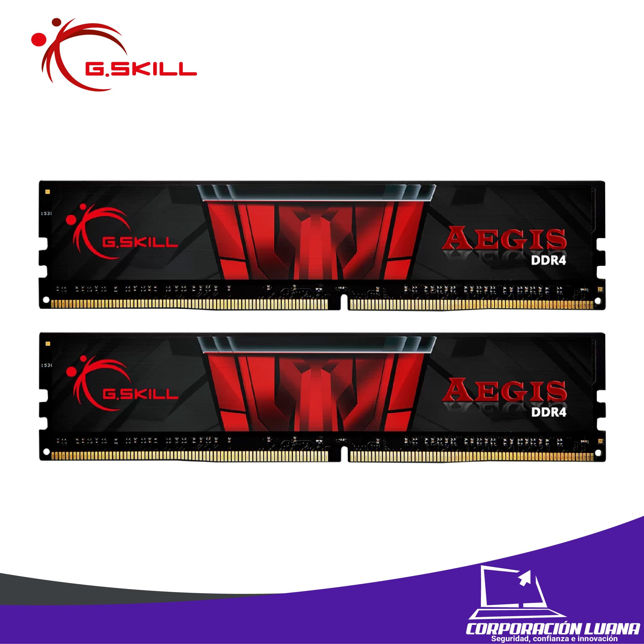 MEMORIA RAM G.SKILL AEGIS 32GB (2X16 ) 3200 MHZ ( F4-3200C16D-32GIS ) DDR4 | NEGRO/ROJO | CL16