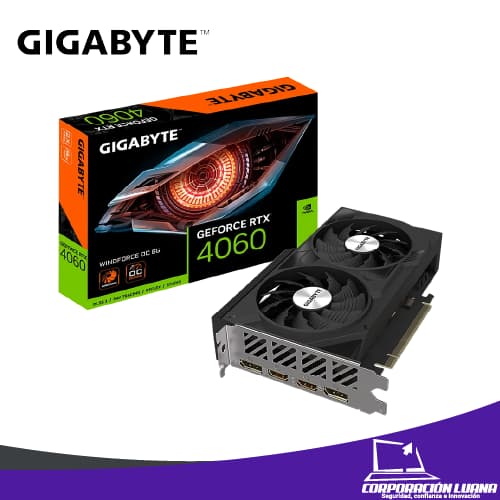 TARJETA DE VIDEO GIGABYTE RTX 4060 WINDFORCE ( GV-N4060WF2OC-8G ) 8GB | X2 FAN | GDDR6 | 128 BIT