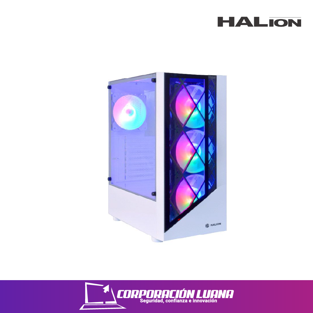 Imagen de CASE GAMER HALION DRAGON ( CR15 ) C/FUENTE 500W | BLANCO | TEMPLADO | RGB X4 VENTILADORES